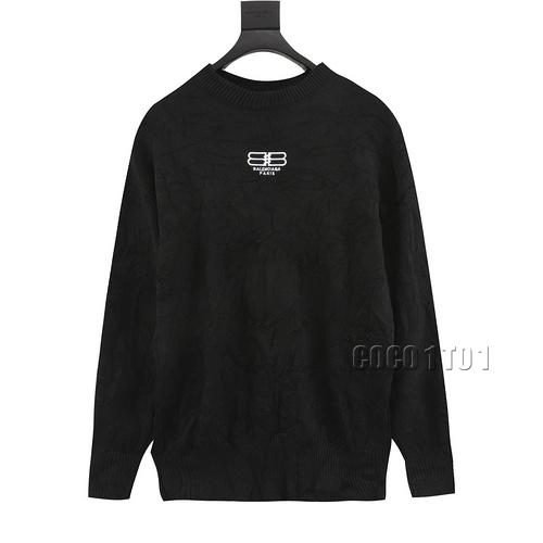 Balenciaga Ruched Lock Closure Small Badge Crewneck Sweater