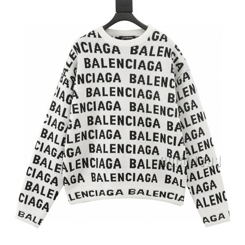 Balenciaga Horizontal Jacquard Letter Crewneck Knitted Sweater