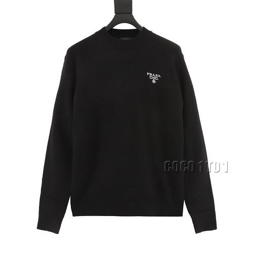 PRADA Machine Embroidered Letter Crewneck Sweater