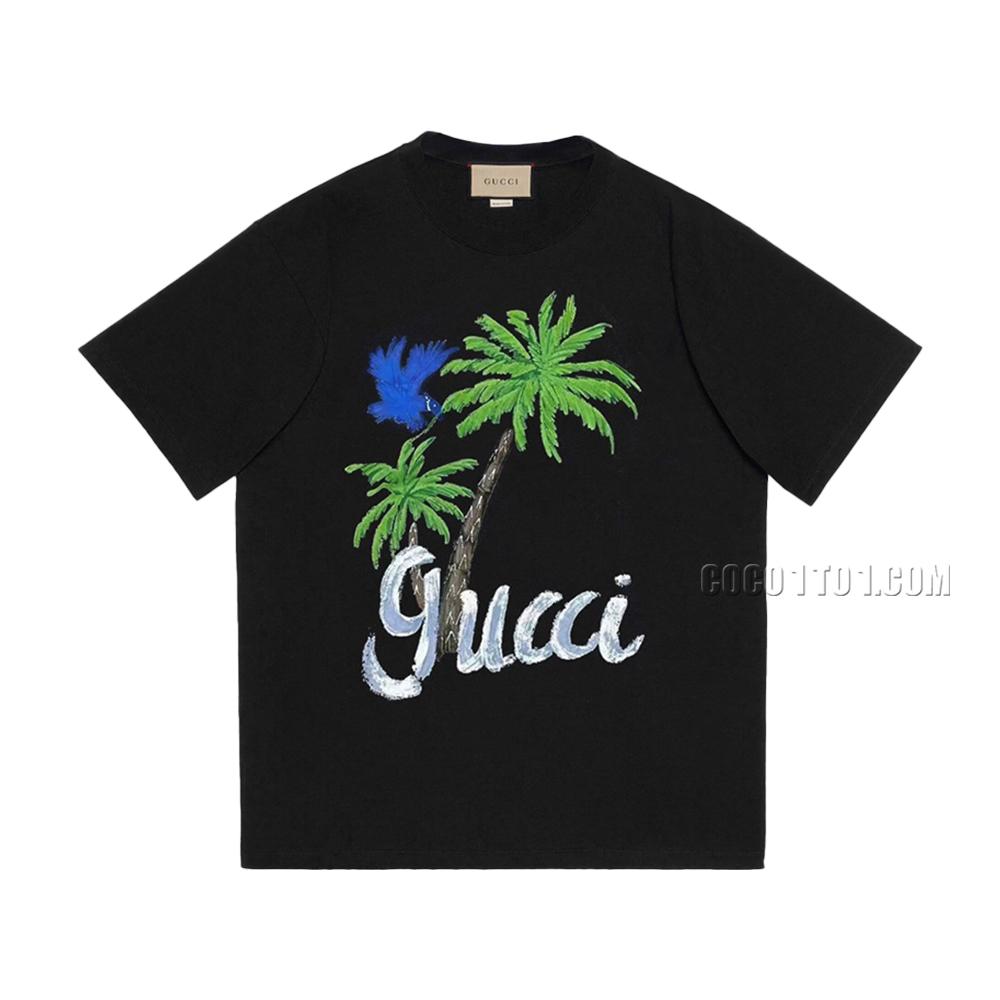 Gucci SS New Limited Edition Coconut Tree Letter Printed Short-Sleeved T-shirt N42301