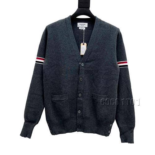 THOM BROWNE Three-Color Sleeve Cardigan Sweater