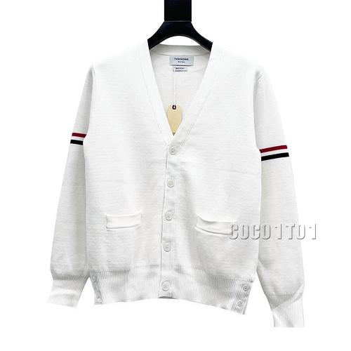 THOM BROWNE Three-Color Sleeve Cardigan Sweater