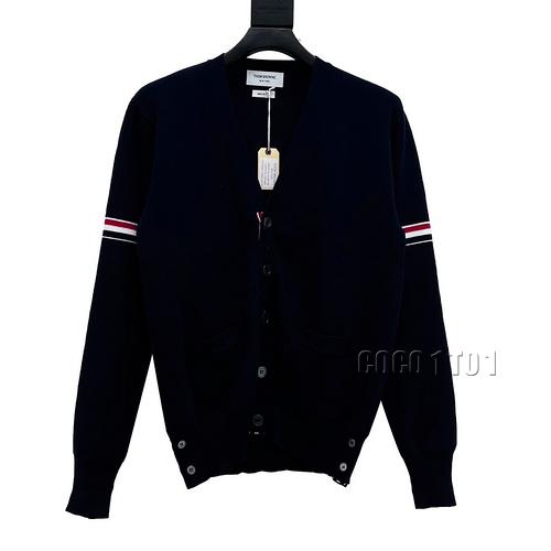 THOM BROWNE Three-Color Sleeve Cardigan Sweater