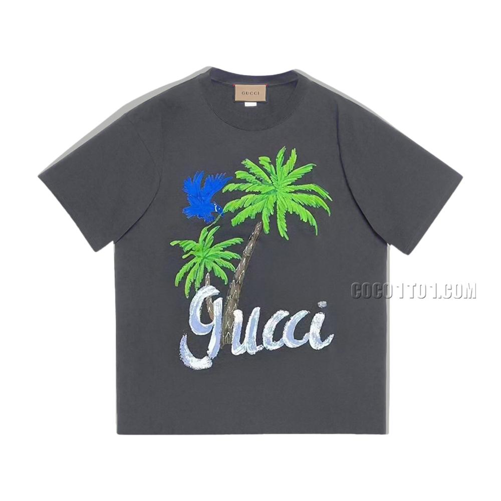 Gucci SS New Limited Edition Coconut Tree Letter Printed Short-Sleeved T-shirt N42301