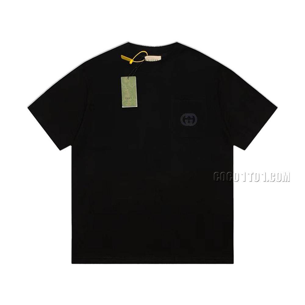Gucci New Double G Pocket Embroidered Short-Sleeved T-shirt N42301