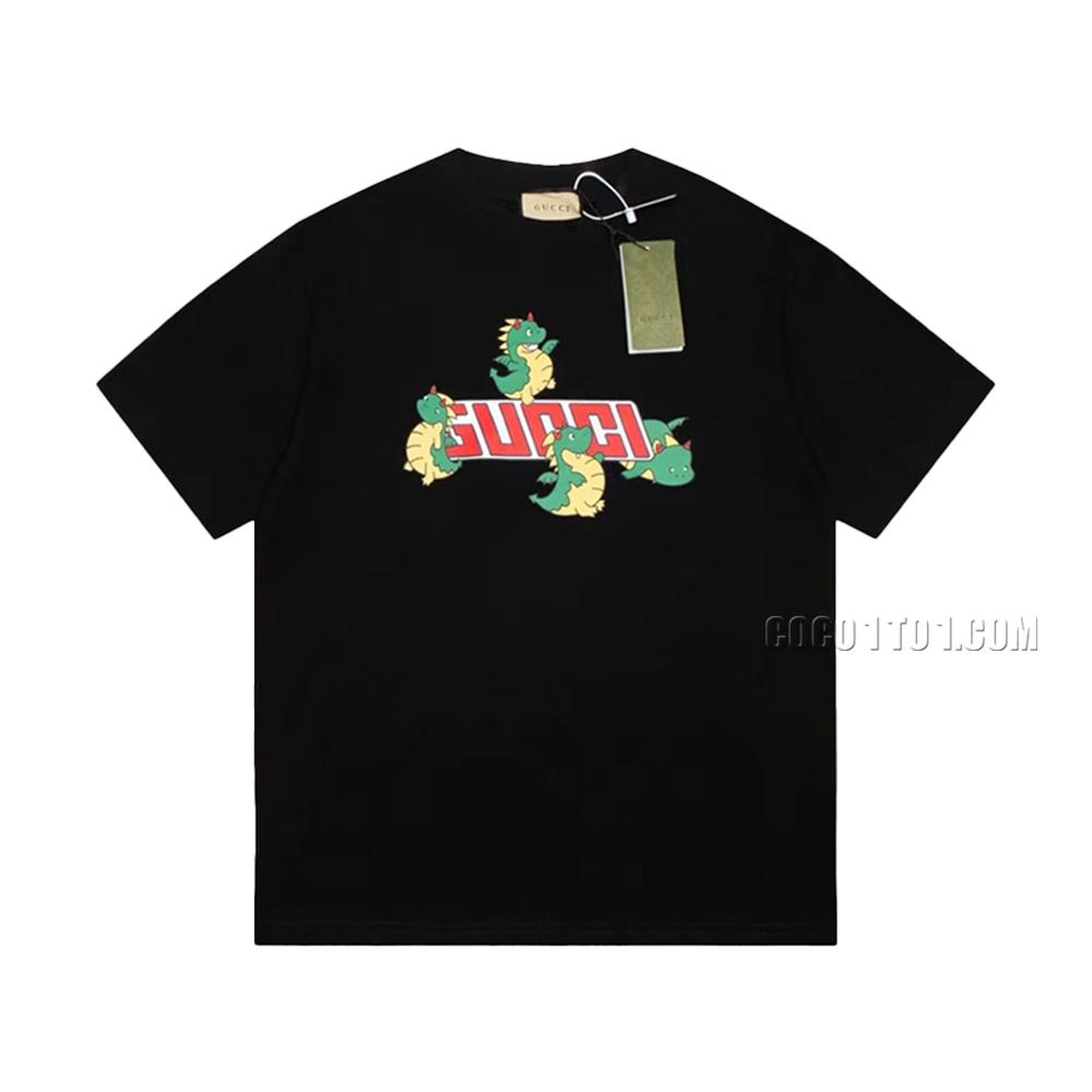 Gucci Year of the Dragon Series Cartoon Pattern Letter Printed Short-Sleeved T-shirt N42301