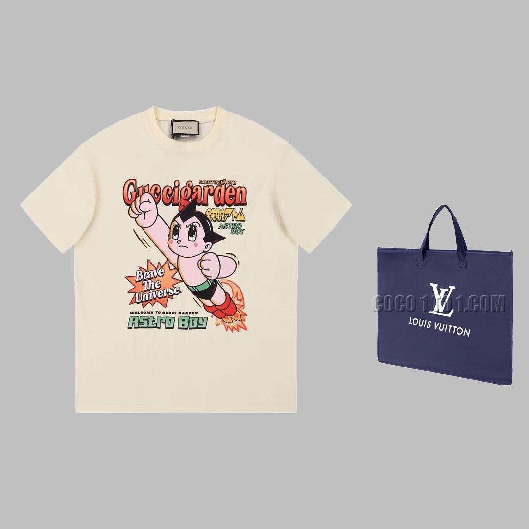 Gucci Early Autumn New Iron Bowl Astro Boy Collaboration Series Printed Cartoon Letter Logo Short-Sleeve T-shirt N42301