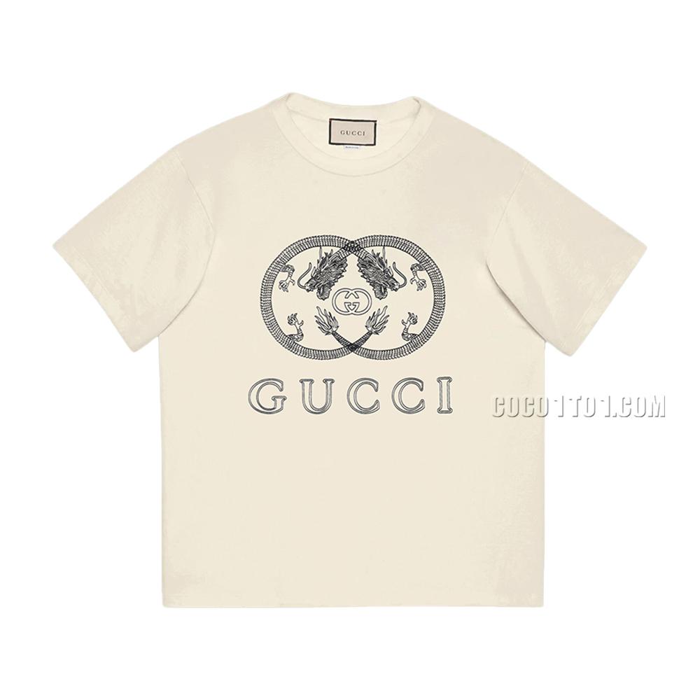 Gucci Year of the Dragon Collection: Dragon-shaped Double Ring Letter Printed Short Sleeve T-shirt N42301