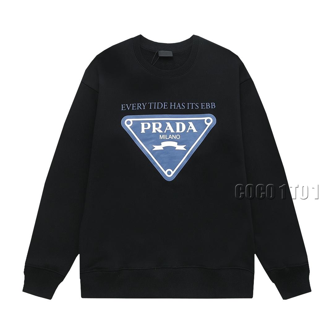 Prada Spray Print Classic Triangle Letter Logo Crewneck Sweatshirt