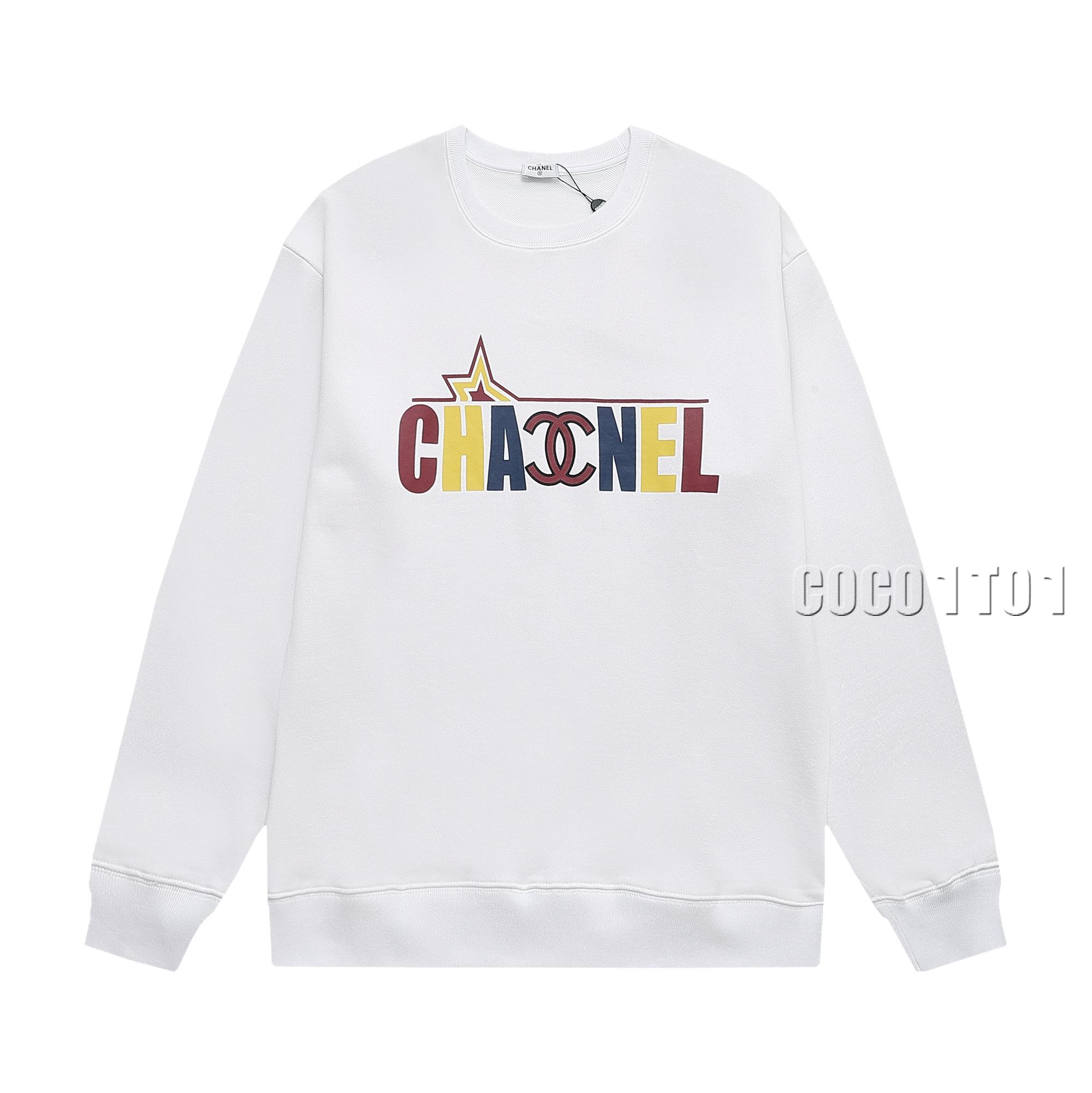 Chanel Spray Print Double C Letter Logo Crewneck Sweatshirt