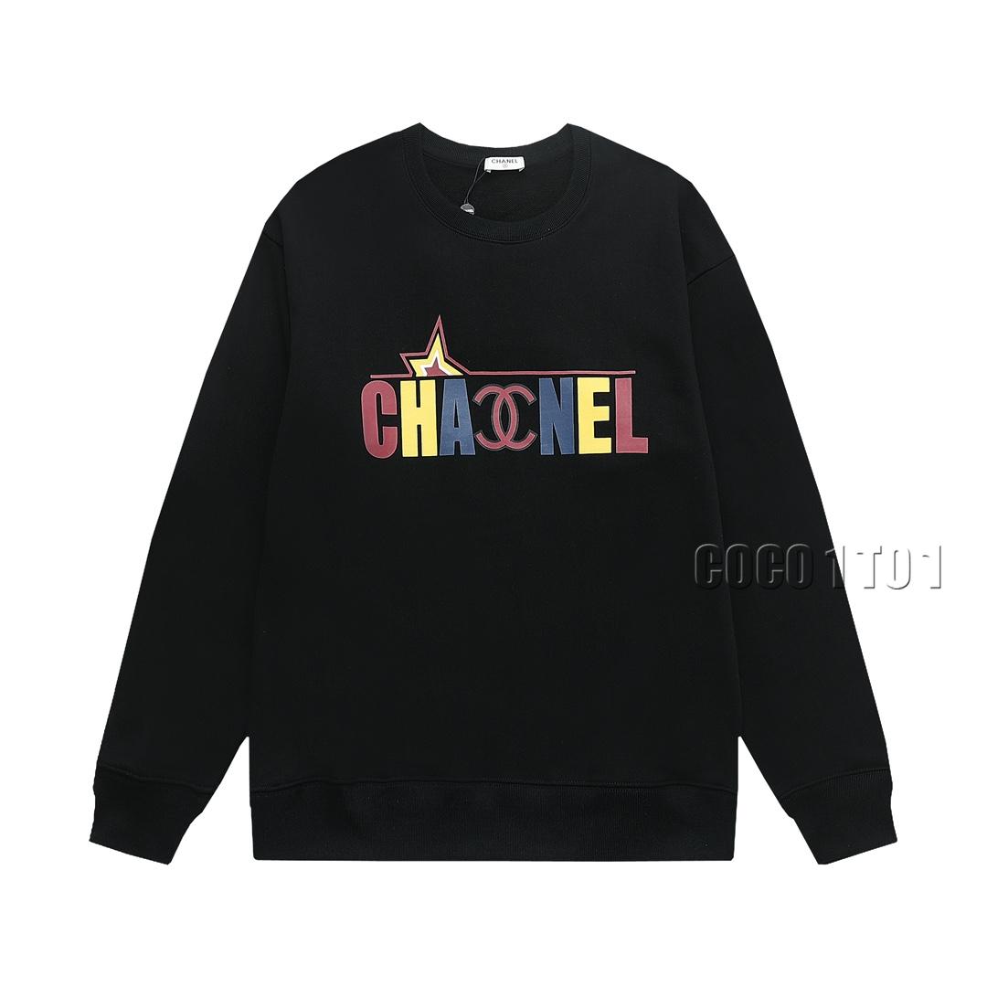 Chanel Spray Print Double C Letter Logo Crewneck Sweatshirt