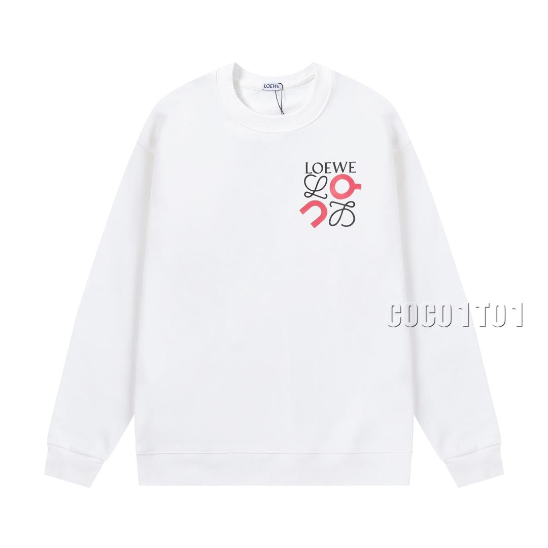 LOEWE Front and Back Spray Print Letter Logo Crewneck Sweatshirt