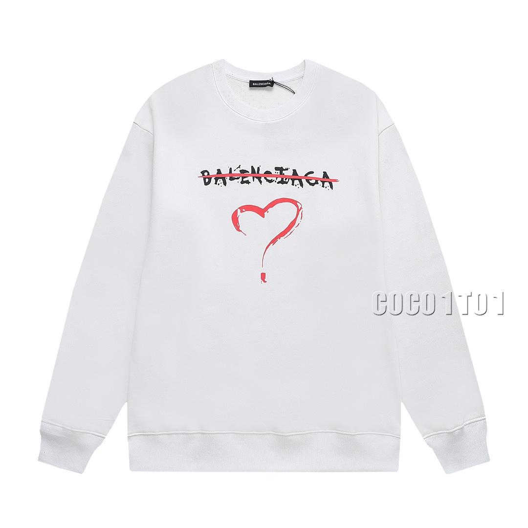 Balenciaga Valentine's Day Limited Edition Spray Print Heart Letter Logo Crewneck Sweatshirt