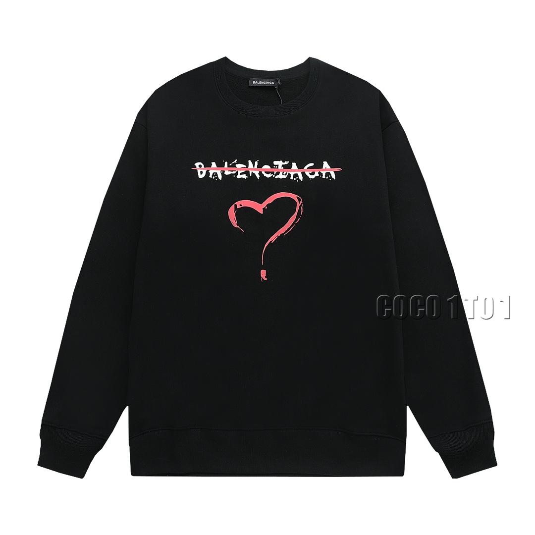 Balenciaga Valentine's Day Limited Edition Spray Print Heart Letter Logo Crewneck Sweatshirt