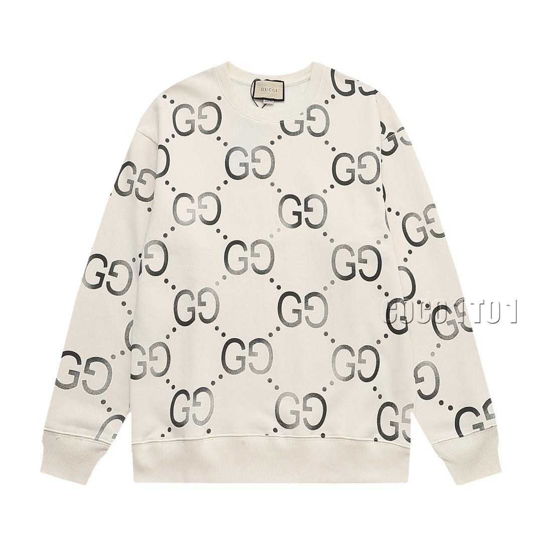 GUCCI All-over Print Double G Letter Logo Crewneck Sweatshirt