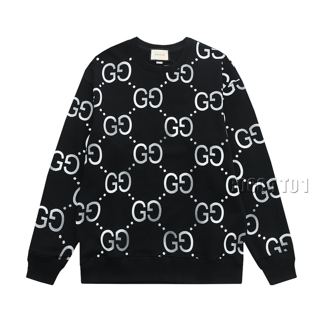 GUCCI All-over Print Double G Letter Logo Crewneck Sweatshirt