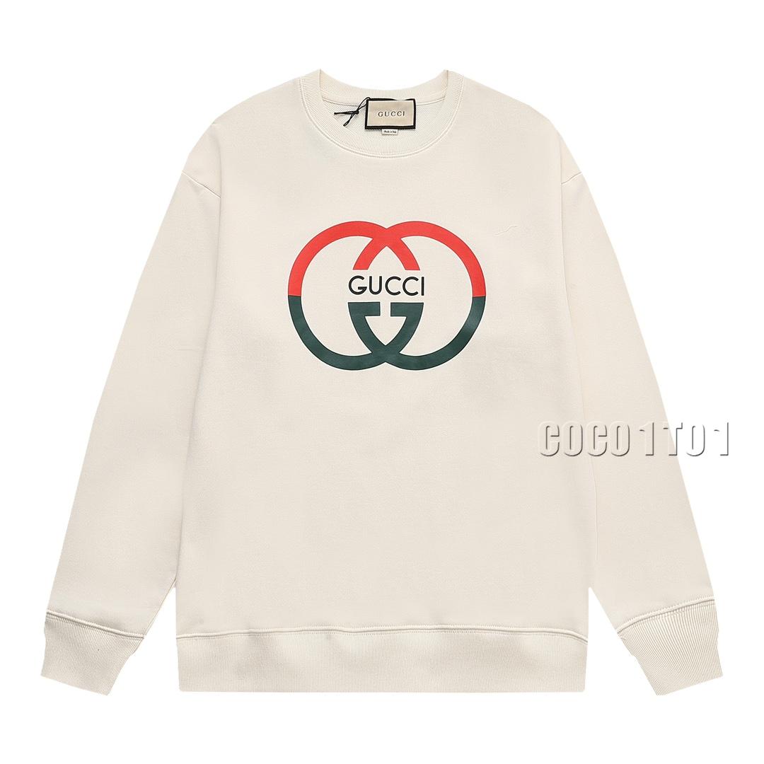 GUCCI Digital Spray Print Red-Green Double G Letter Logo Crewneck Sweatshirt