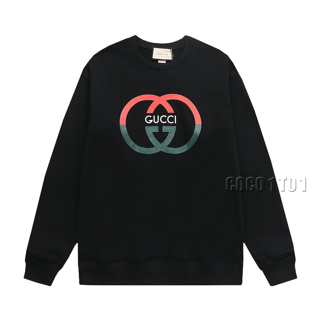 GUCCI Digital Spray Print Red-Green Double G Letter Logo Crewneck Sweatshirt