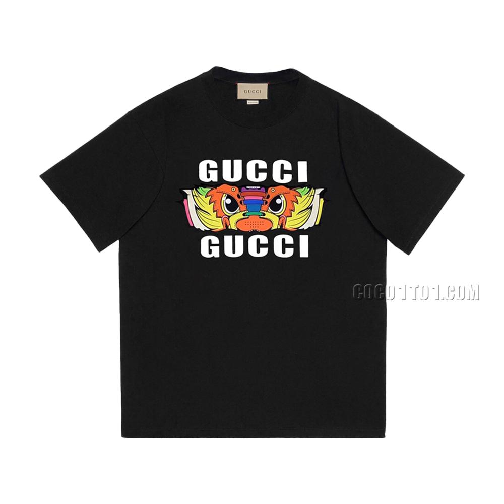 Gucci Year of the Dragon Collection: Cartoon Playful Dragon Printed Short Sleeve T-shirt N42301