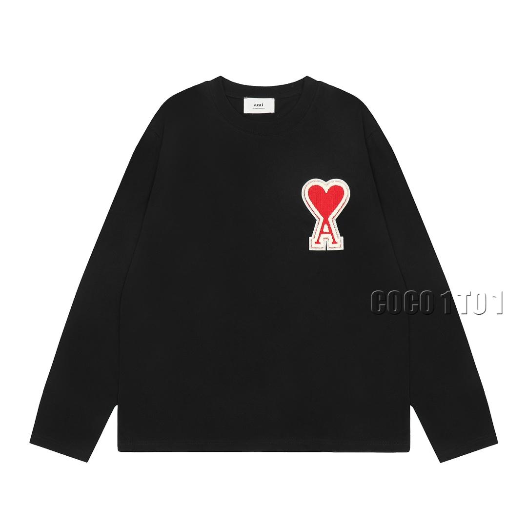 AMI PARIS Black and Red Ami De C?ur Sweatshirt