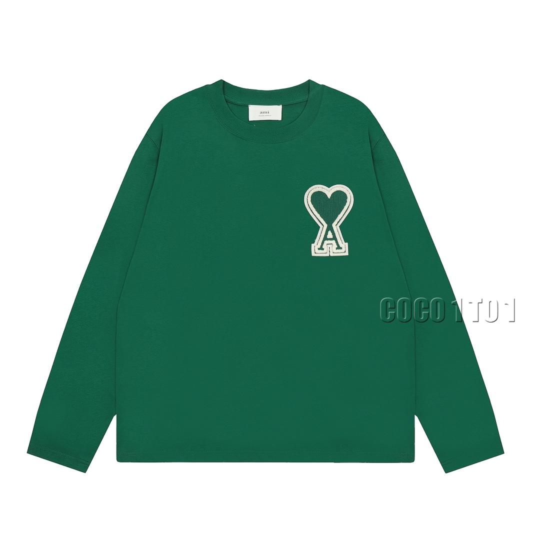 AMI PARIS Dark Green Ami De C?ur Sweatshirt