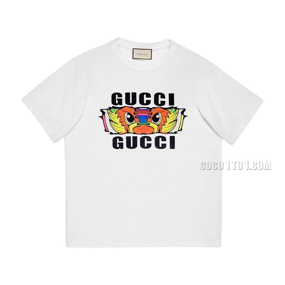 Gucci Year of the Dragon Collection: Cartoon Playful Dragon Printed Short Sleeve T-shirt N42301