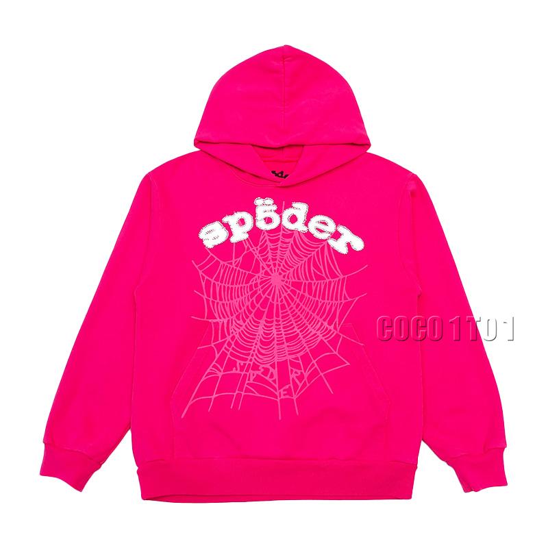SP5DER Fuchsia Rhinestone White Letter Legacy Hoodie