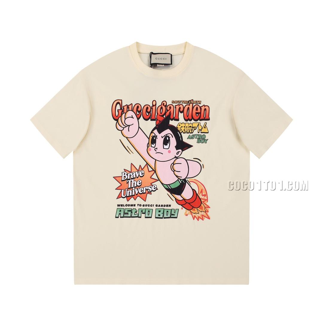 Gucci Early Autumn New Iron Bowl Astro Boy Collaboration Series Printed Cartoon L Letter Logo Half-Sleeve T-shirt N42301