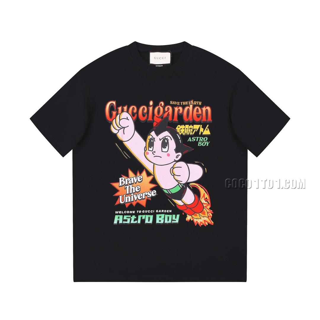 Gucci Early Autumn New Iron Bowl Astro Boy Collaboration Series Printed Cartoon L Letter Logo Half-Sleeve T-shirt N42301