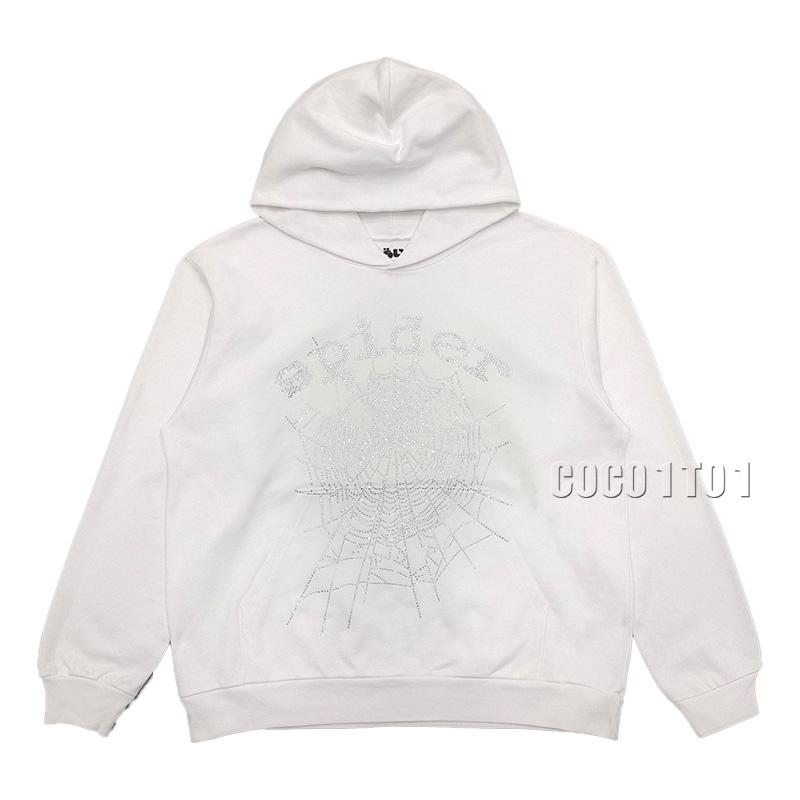 SP5DER White Rhinestone Hoodie