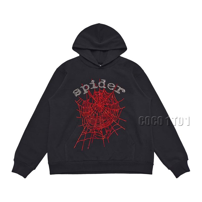 Sp5der Rhinestone Spiderweb Hoodie