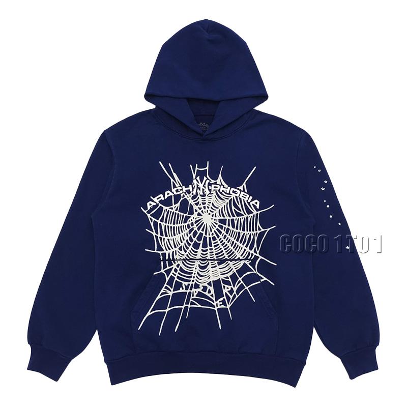 Sp5der NY Dark Blue Spiderweb Hoodie
