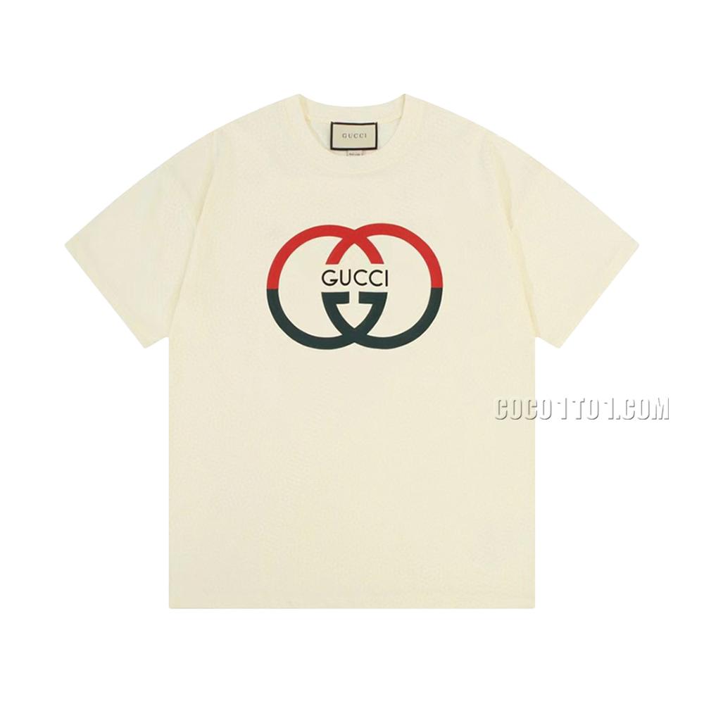 Gucci New Digital Print Double G Letter Logo Short Sleeve T-shirt N42301