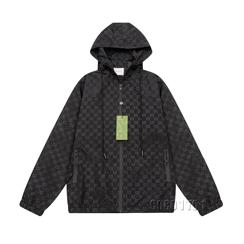 GUCCI Hooded Windbreaker Jacket Black