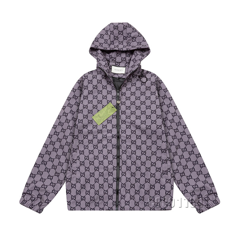 GUCCI Hooded Windbreaker Jacket Purple