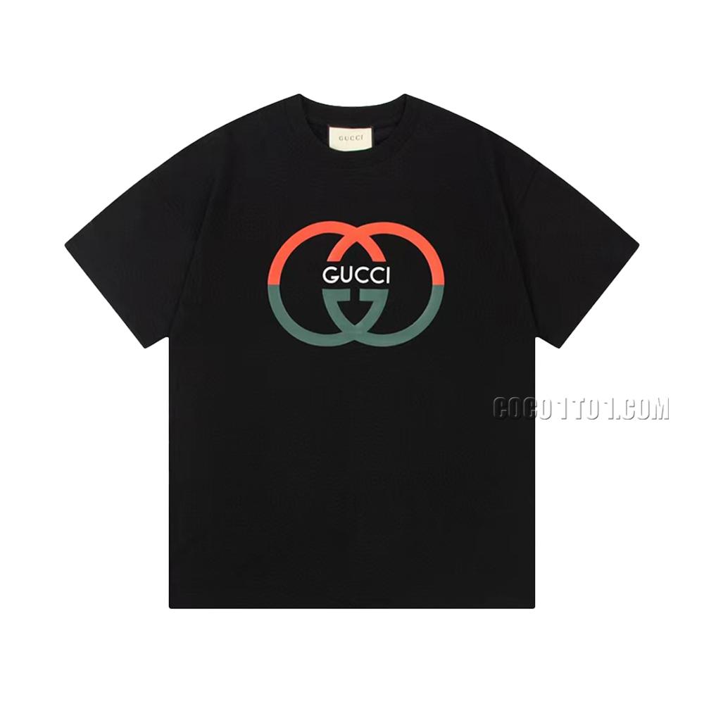 Gucci New Digital Print Double G Letter Logo Short Sleeve T-shirt N42301