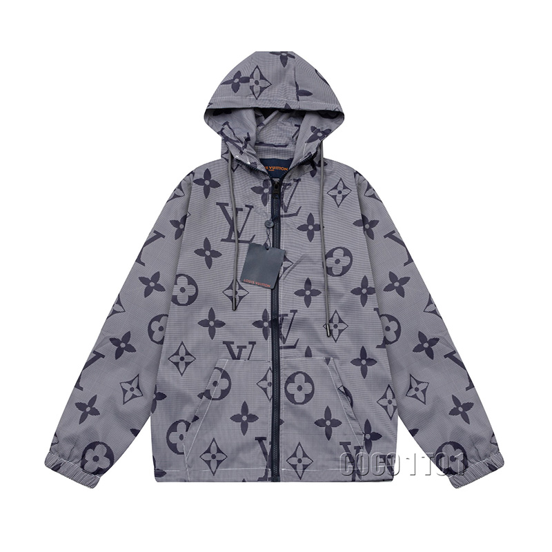 Louis Vuitton Hooded Windbreaker Jacket Gray