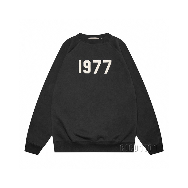 FEAR OF GOD ESSENTIALS Cotton Loose Fit Crewneck Sweatshirt 1977 Series Iron Black