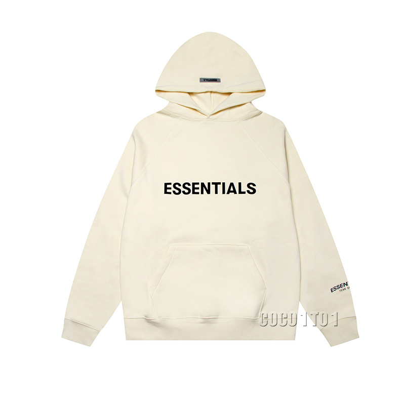 FEAR OF GOD ESSENTIALS Letter Logo on Chest Pullover Hoodie Apricot