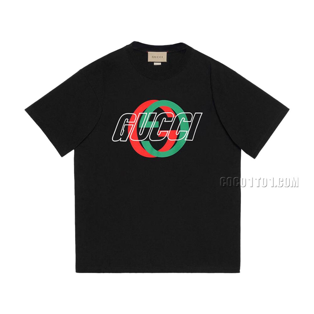 Gucci Spring/Summer Signature Double G Overlapping Letter Printed Short Sleeve T-shirt N42301