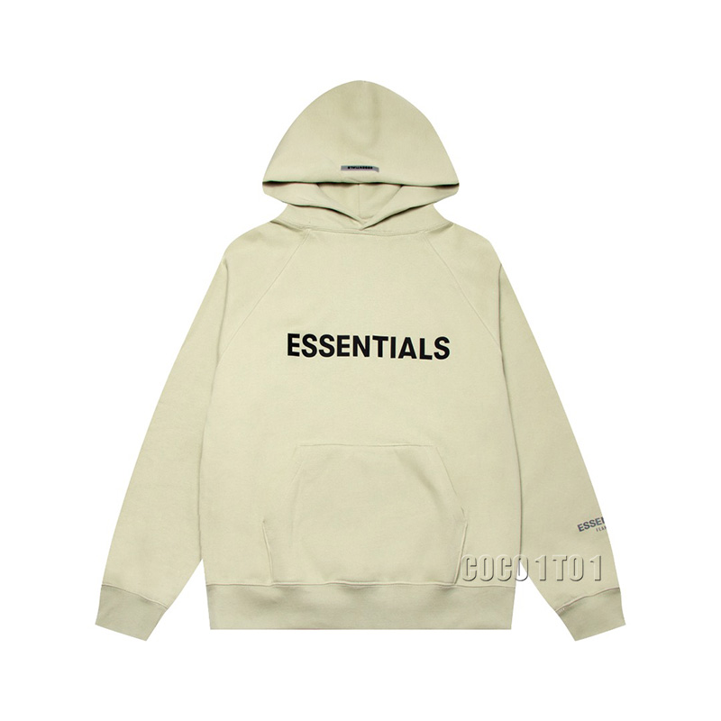 FEAR OF GOD ESSENTIALS Letter Logo on Chest Pullover Hoodie Avocado Green