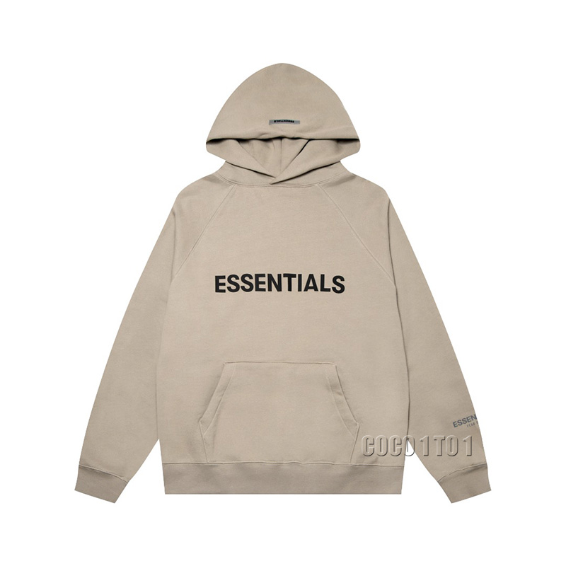FEAR OF GOD ESSENTIALS Letter Logo on Chest Pullover Hoodie Camel