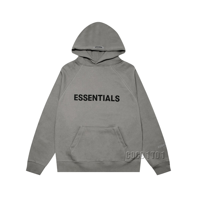 FEAR OF GOD ESSENTIALS Letter Logo on Chest Pullover Hoodie Charcoal Gray