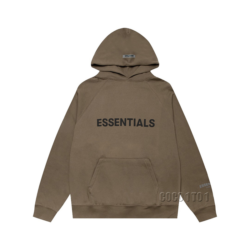 FEAR OF GOD ESSENTIALS Letter Logo on Chest Pullover Hoodie Wheat Brown