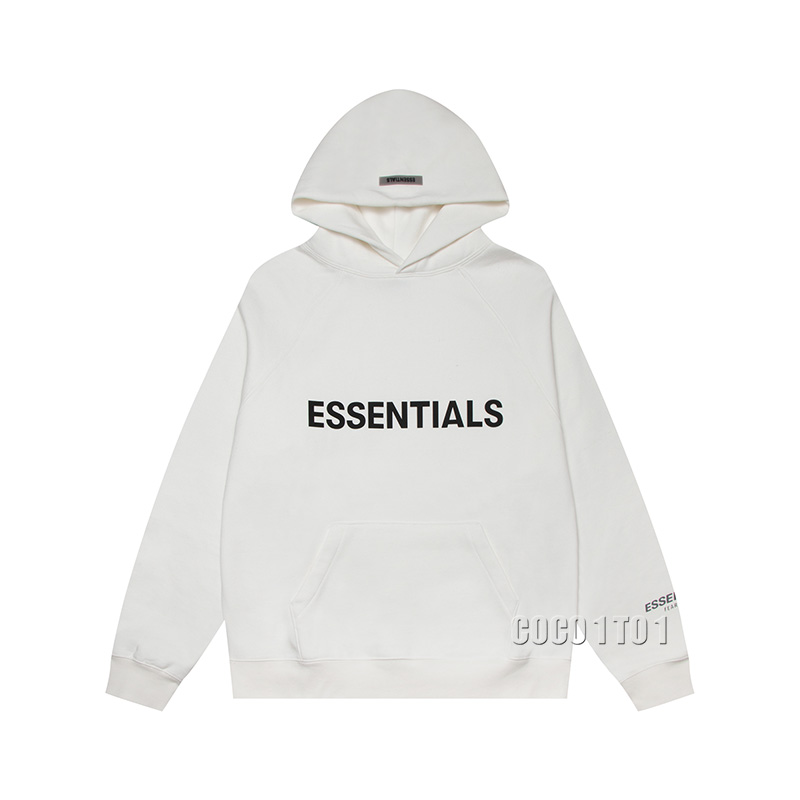 FEAR OF GOD ESSENTIALS Letter Logo on Chest Pullover Hoodie White