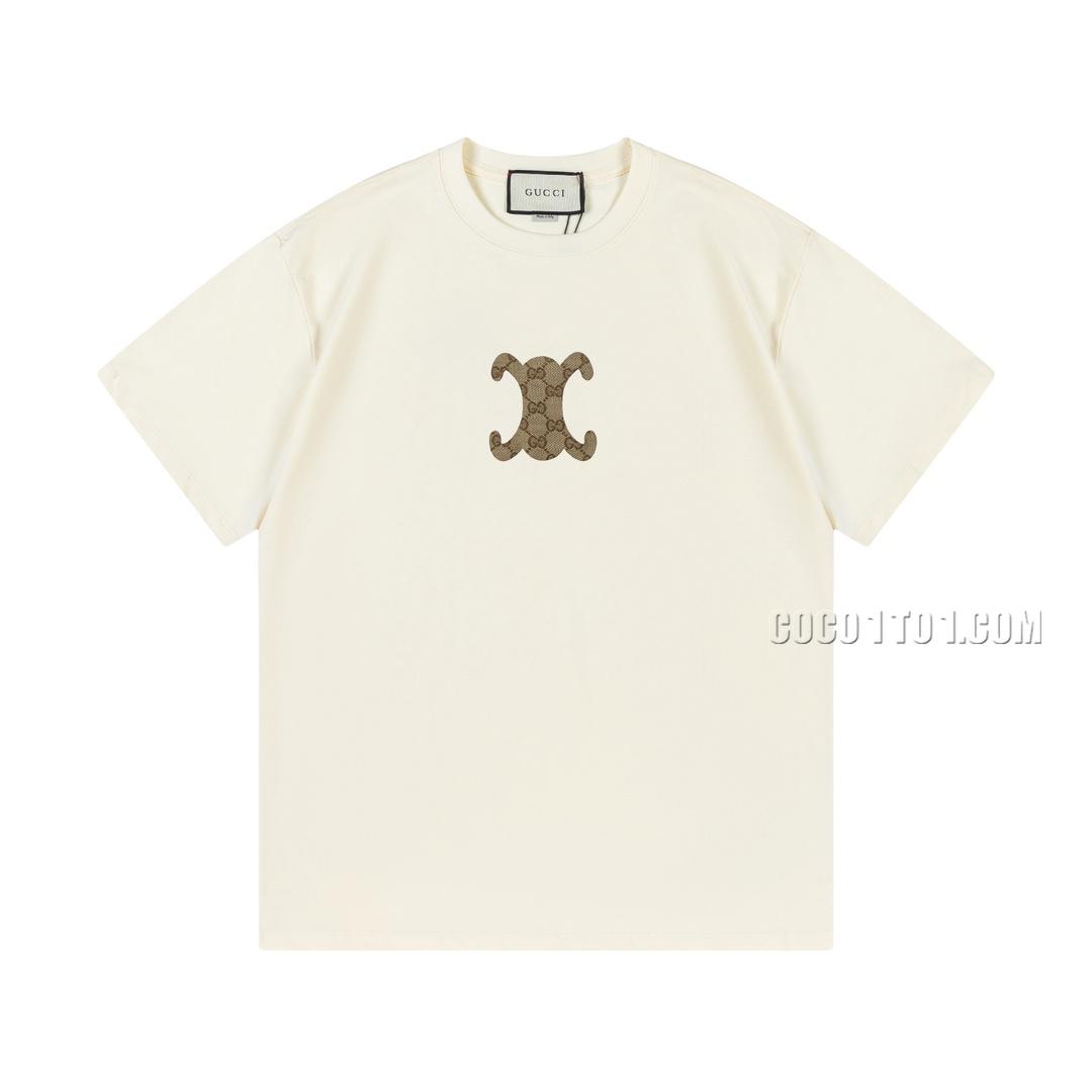 Celine x Gucci Limited Edition Collaboration Series Woven Patchwork Logo Short Sleeve T-shirt N42301