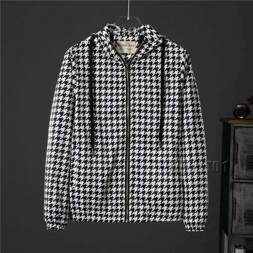 Burberry Repeated Pattern Hooded Jacket in Black and White