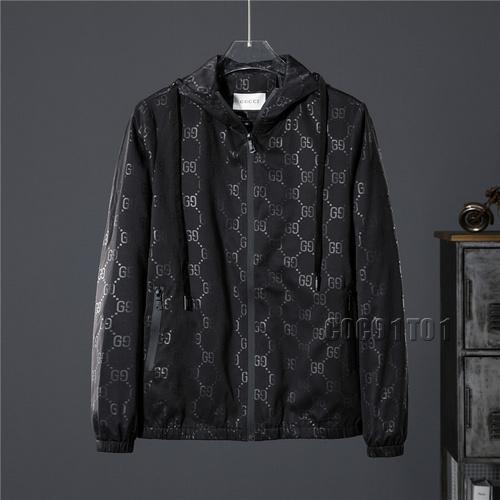 GUCCI Full Logo Hooded Jacket in Black