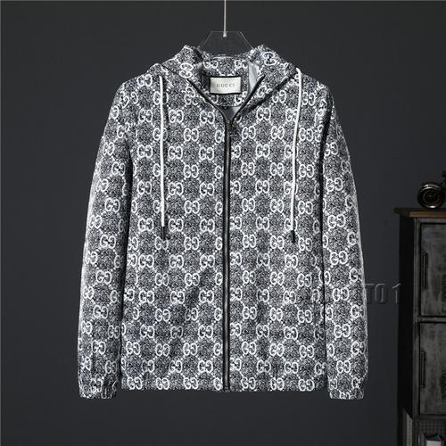 GUCCI Full Logo Hooded Jacket in Gray