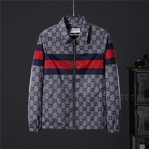 GUCCI Horizontal Stripe Full Logo Jacket in Black